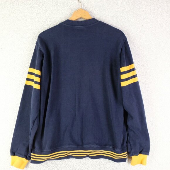 Barbarian Rugby Sweater Mens Extra Large Blue Yellow Striped V Neck Button Up - Picture 4 of 9
